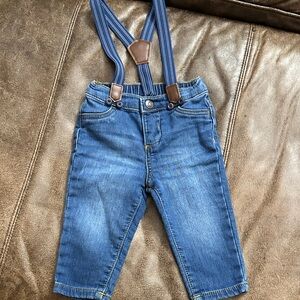Blue Denim Overalls with Suspenders baby boy size 9 month. ECU!